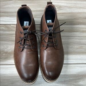 Brown Leather Lace-Up Boots